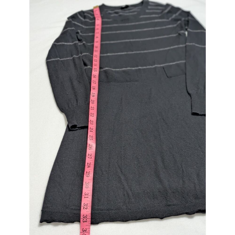Theory Dress Wool Striped Black Gray Striped‎ Stretch Medium Mini Long Sleeve - Picture 7 of 8